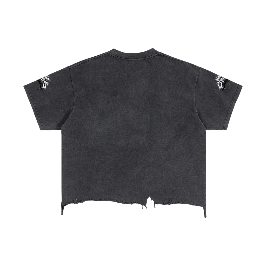 Night Crawlers Boxy Distressed T-Shirt “Azure’s Flame”
