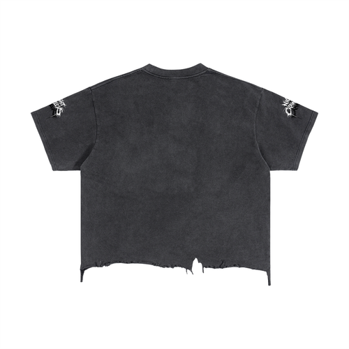 Night Crawlers Boxy Distressed T-Shirt “Azure’s Flame”