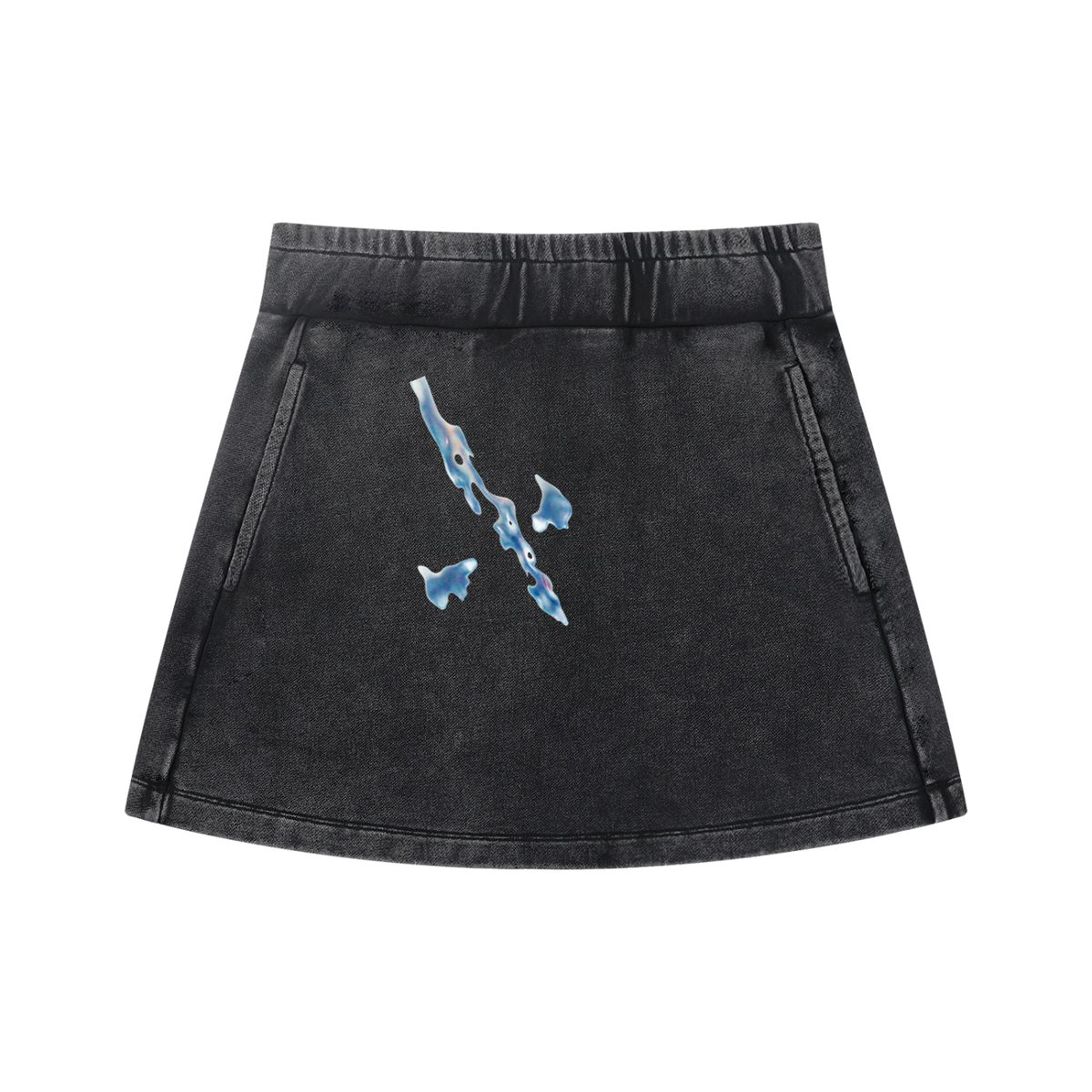 Night Crawlers Mineral-Washed skirt “Azure’s Flame”