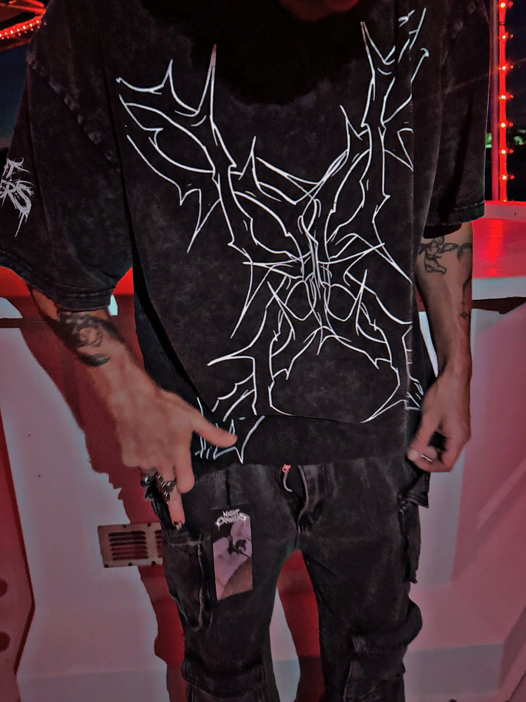 Night Crawlers Snow Washed Oversize Tee “X Marks the spot”