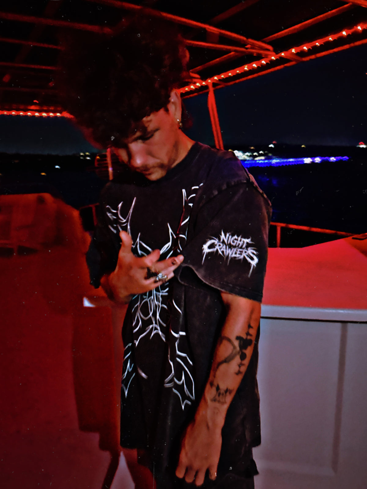 Night Crawlers Snow Washed Oversize Tee “X Marks the spot”