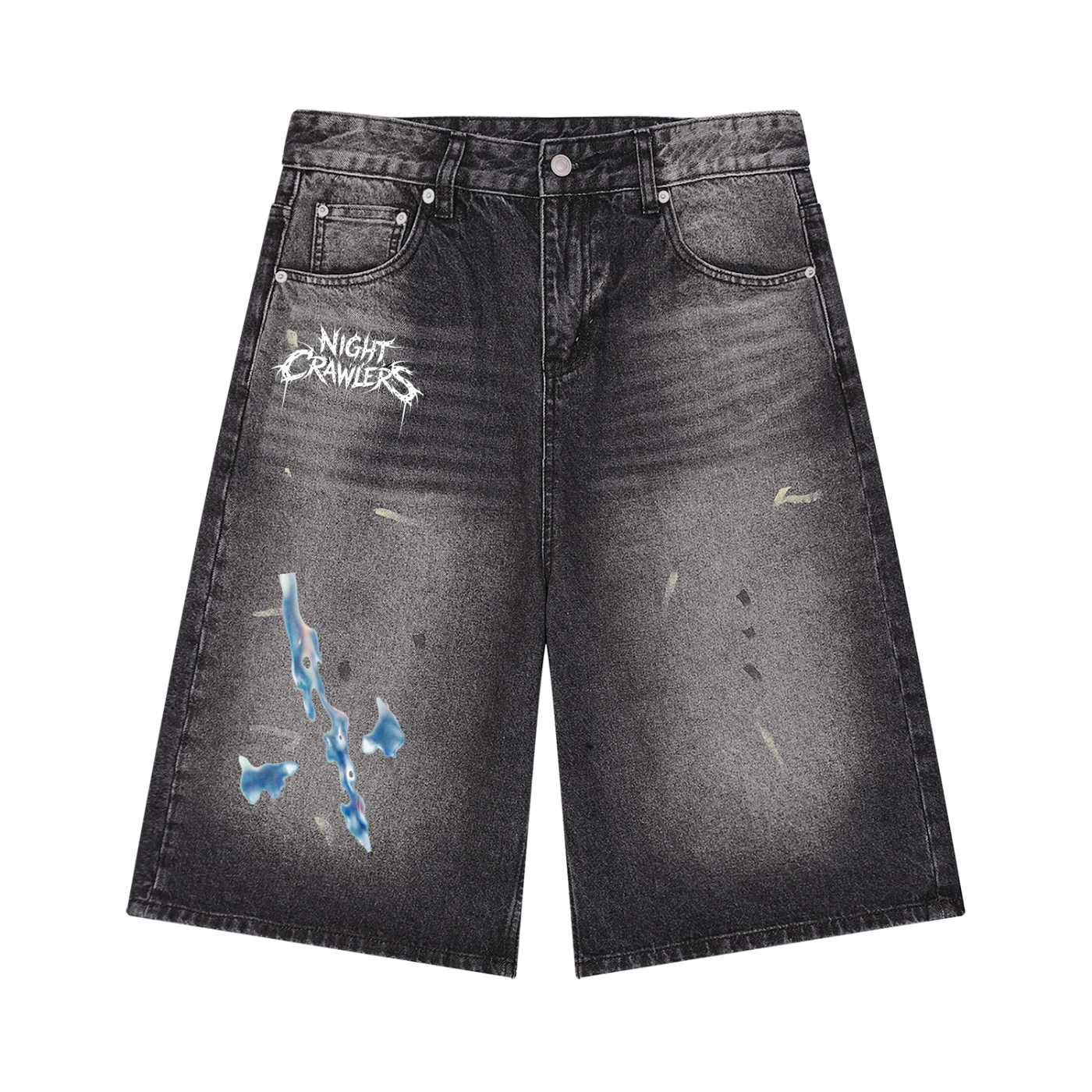 Night Crawlers Jean Shorts “Azure’s Flame”
